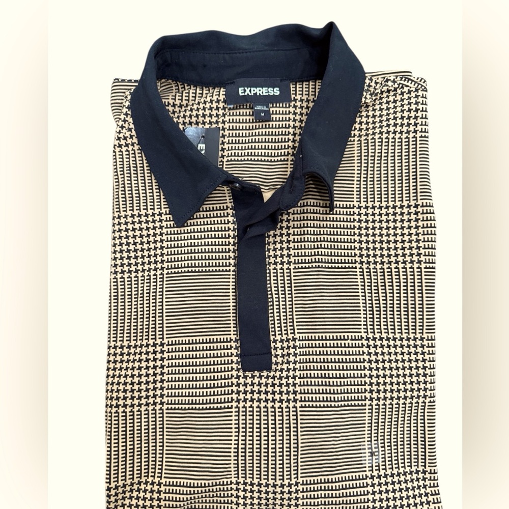 Express Black and Tan  Shirt with Classic Check Pattern